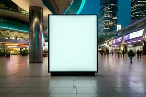 In the malls bustling environment, an empty billboard awaits your message AI Generated photo