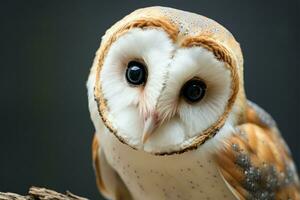 The common barn owls captivating close up reveals its transformation AI Generated photo