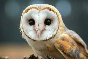 The common barn owls close up reveals its stunning transformational features AI Generated photo