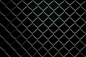 Black background enhances the grid pattern of chain link mesh fence AI Generated photo