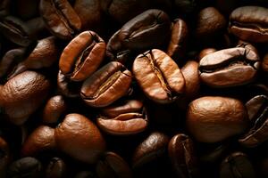 Brown coffee grains, a versatile background for your decorating inspiration AI Generated photo