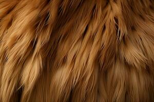 Brown llama fur, a close up capture of its exquisite texture AI Generated photo