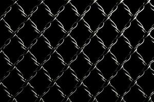 Chain link mesh fence pattern on a stark black background AI Generated photo