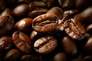 Coffee beans in brown, offering space for your unique decor AI Generated photo