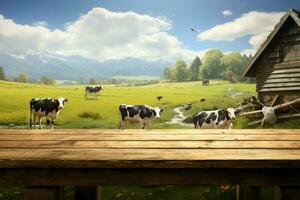 Cows graze peacefully in a serene wooden space, rural tranquility AI Generated photo