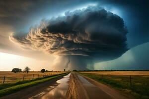 genial llanuras envuelto en un feroz y poderoso tormenta ai generado foto