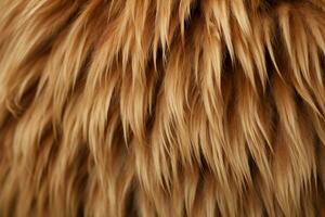 Llamas brown fur in exquisite close up, showcasing its natural beauty AI Generated photo