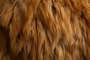 Llamas brown fur in exquisite close up, showcasing its natural beauty AI Generated photo