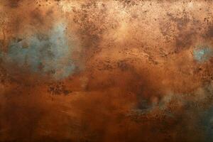 A textured background with the rich and weathered look of stained copper metal AI Generated photo