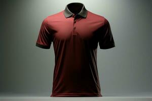Polo shirt front template, 3D render, isolated on white, fashion mockup AI Generated photo