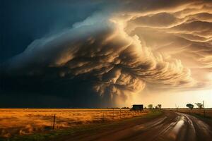 Severe tempest unleashes its fury upon the expansive Great Plains AI Generated photo