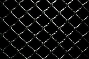 Abstract grid Chain link mesh fence against a deep black AI Generated photo