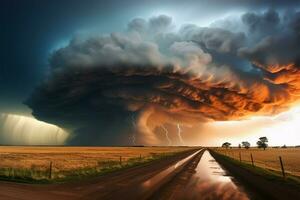 Thunderstorms wrath over the wide reaches of the Great Plains AI Generated photo