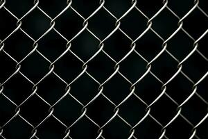 Abstract grid Chain link mesh fence against a deep black AI Generated photo