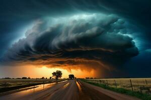 Thunderstorms wrath over the wide reaches of the Great Plains AI Generated photo