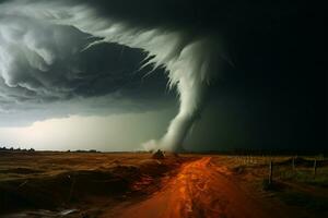 Tornados wrath a violent and unstoppable force of nature AI Generated photo