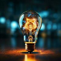 Light bulb symbolizes creative growth in blue themed concept For Social Media Post Size AI Generated photo