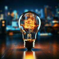 Light bulb symbolizes creative growth in blue themed concept For Social Media Post Size AI Generated photo