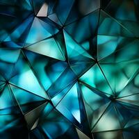 Luminous triangles blend shades of blue, green, white, and vibrant cyan For Social Media Post Size AI Generated photo