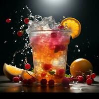 Plastic cup magic, frozen fruit slushes, a burst of color and coolness For Social Media Post Size AI Generated photo