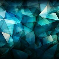 Triangles interplay, blending deep blue, green, white, and dynamic cyan, captivating panorama For Social Media Post Size AI Generated photo