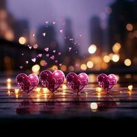 Valentines panorama unfolds trendy magenta, hearts, and sparkling bokeh create allure For Social Media Post Size AI Generated photo