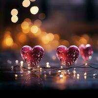 Valentines panorama unfolds trendy magenta, hearts, and sparkling bokeh create allure For Social Media Post Size AI Generated photo