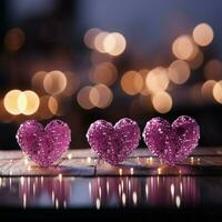 Valentines panorama unfolds trendy magenta, hearts, and sparkling bokeh create allure For Social Media Post Size AI Generated photo