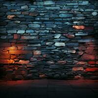 A wall of twilight hues, with bricks embodying a sense of subdued drama For Social Media Post Size AI Generated photo