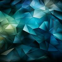 Blue, green, and cyan triangles merge with white, an abstract visual tapestry For Social Media Post Size AI Generated photo