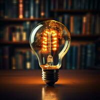 Bright intellect Light bulb, book unite, portraying innovative ideas sparked by education For Social Media Post Size AI Generated photo