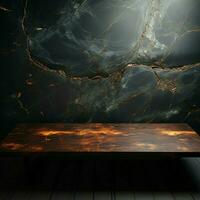 Abandoned surface, dark marble, ebony countertop, on dim wall backdrop For Social Media Post Size AI Generated photo