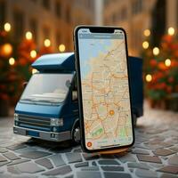 Delivery at fingertips App on phone connects users to swift courier services For Social Media Post Size AI Generated photo