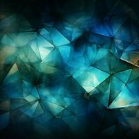 Abstract triangles in harmonious hues deep blue, green, white, and vivid cyan For Social Media Post Size AI Generated photo
