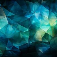 Geometric intrigue abstract triangles merging deep blue, green, white, and vibrant cyan For Social Media Post Size AI Generated photo