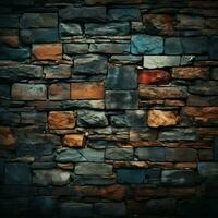 Imposing and robust appearance of a dark hued brick wall For Social Media Post Size AI Generated photo