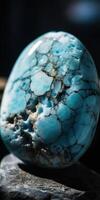 Closeup photo of the mineral turquoise, macro. Generative AI