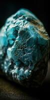 Closeup photo of the mineral turquoise, macro. Generative AI