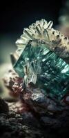 Closeup photo of beryl mineral stone, macro.