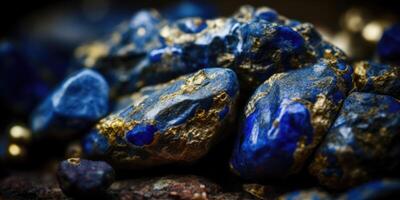 de cerca foto de lapis lazuli mineral piedra, macro. generativo ai