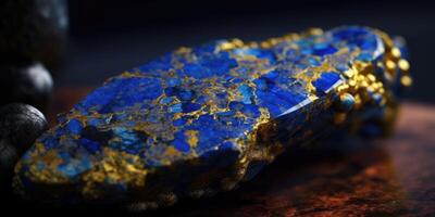 de cerca foto de lapis lazuli mineral piedra, macro. generativo ai