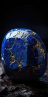 Closeup photo of lapis lazuli mineral stone, macro. Generative AI