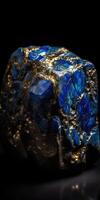 Closeup photo of lapis lazuli mineral stone, macro.
