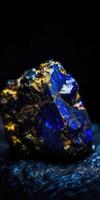 Closeup photo of lapis lazuli mineral stone, macro. Generative AI