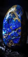 Closeup photo of lapis lazuli mineral stone, macro.