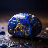 Closeup photo of lapis lazuli mineral stone, macro.