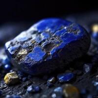 Closeup photo of lapis lazuli mineral stone, macro.