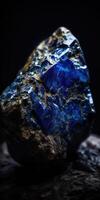 Closeup photo of lapis lazuli mineral stone, macro. Generative AI