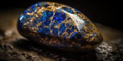 Closeup photo of lapis lazuli mineral stone, macro.