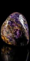 Photo of the mineral stone charoite close-up, macro. Generative AI